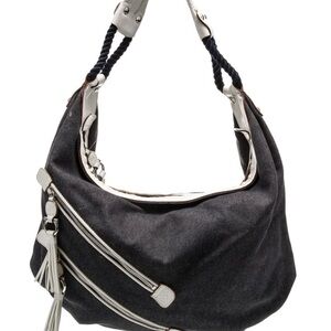 Salvatore Ferragamo Blue and Cream Hobo Bag